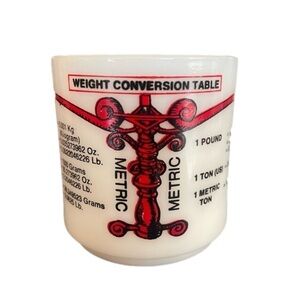 Vintage Milk Glass metric conversion coffee cup glass mug